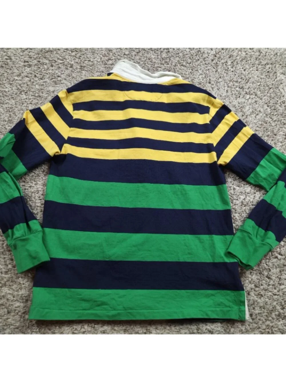 Polo Ralph Lauren Shirt Boys Medium 10-12 Striped Rugby Long Sleeve  Collared - Picture 6 of 7